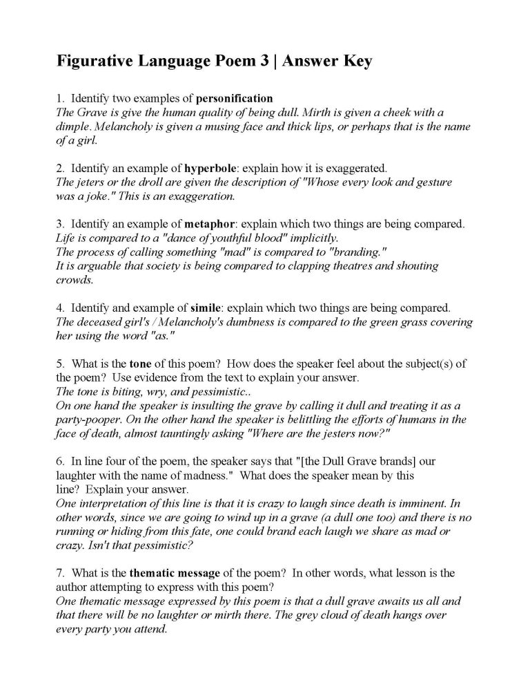 Figurative Language Worksheet 3