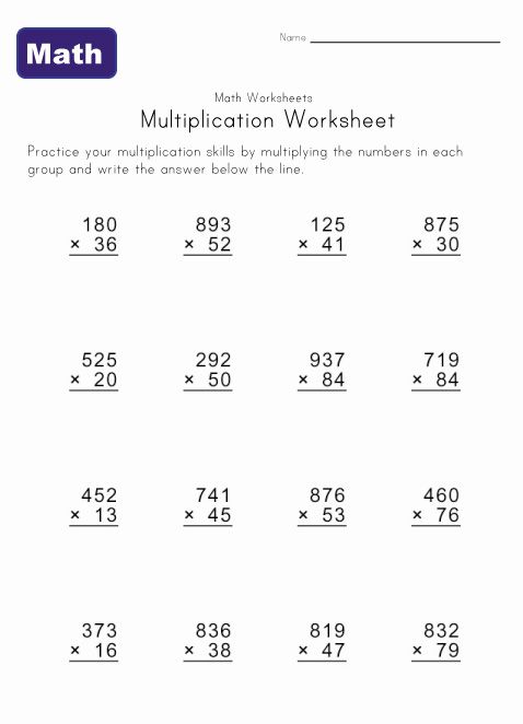 3 Digit Multiplication Worksheets For Grade 2