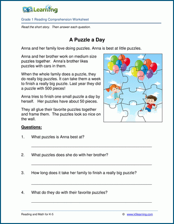 K5 Learning Grade 3 Reading Comprehension Worksheets