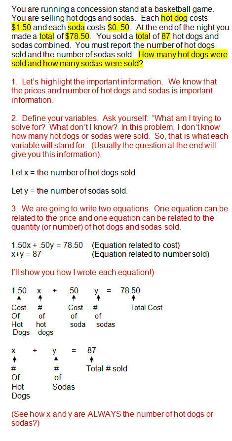 Real World Algebra Problems Worksheet