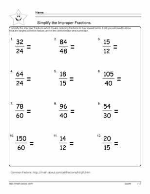 Reducing Fractions Worksheet Answers