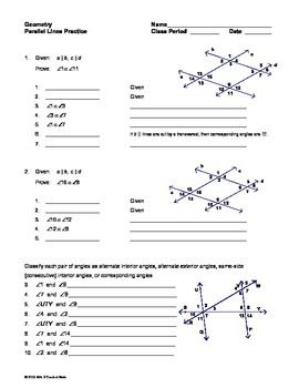 Parallel Lines And Transversals Worksheet Gina Wilson