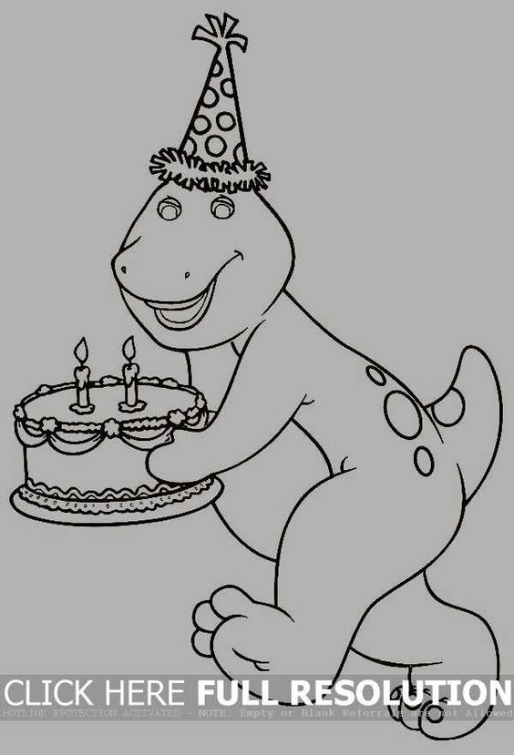 Birthday Barney Coloring Pages