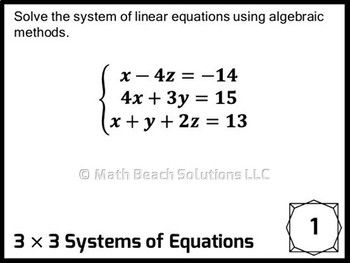 3×3 System Of Equations Worksheet
