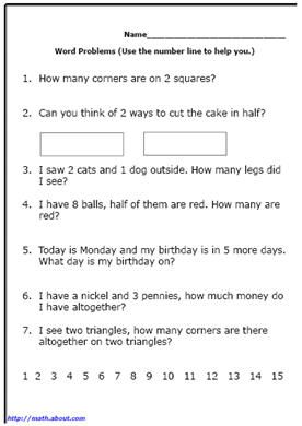 Math Word Problems Worksheets