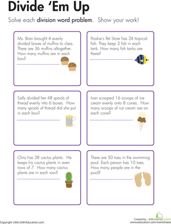 Division Word Problems 2nd Grade