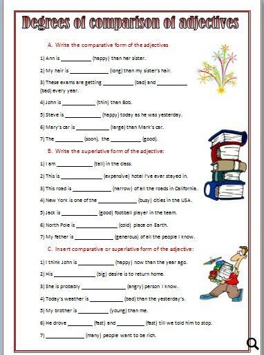 Degree Of Comparison Worksheet For Class 6
