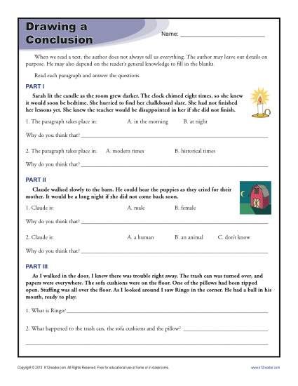 Drawing Conclusions Worksheets 6th Grade