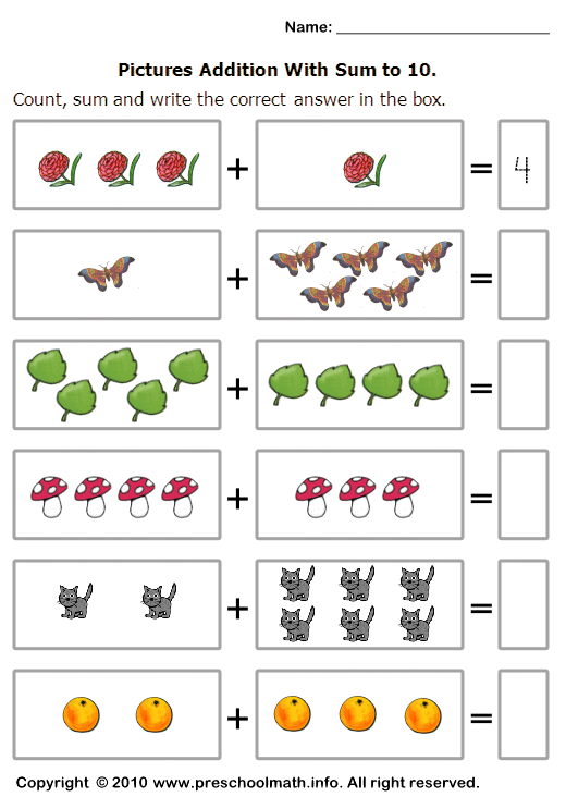 Basic Addition Worksheets With Pictures