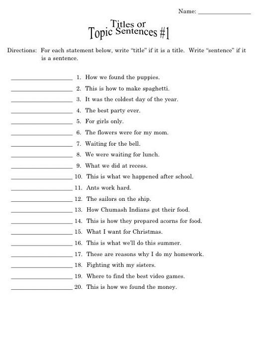 Free English Worksheets For Year 4