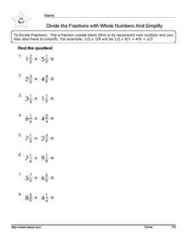 6th Grade Dividing Fractions Worksheet Pdf