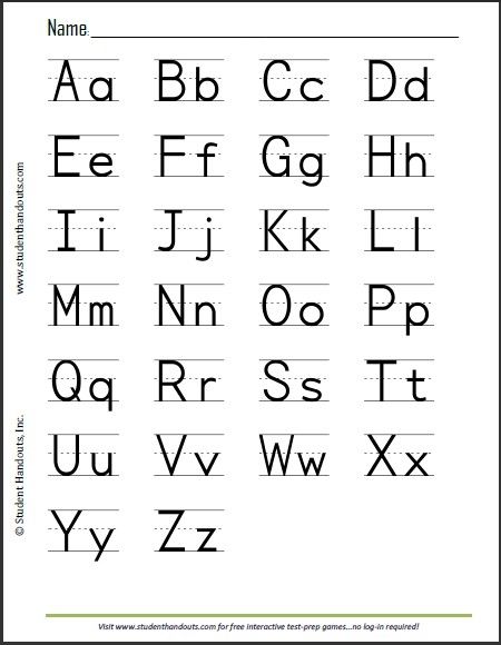 Alphabet Sheet To Print