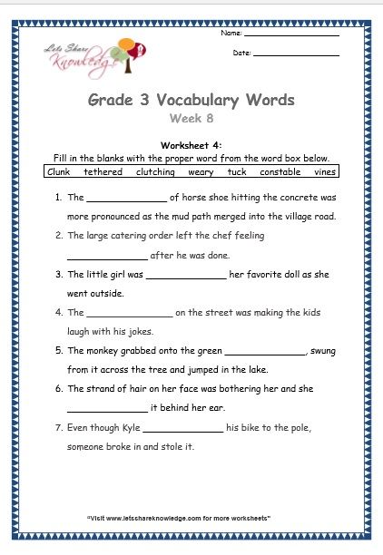 Grade 3 Worksheets English