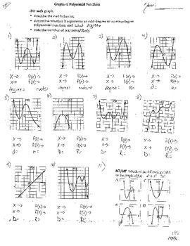 Graphing Polynomial Functions Worksheet Answer Key