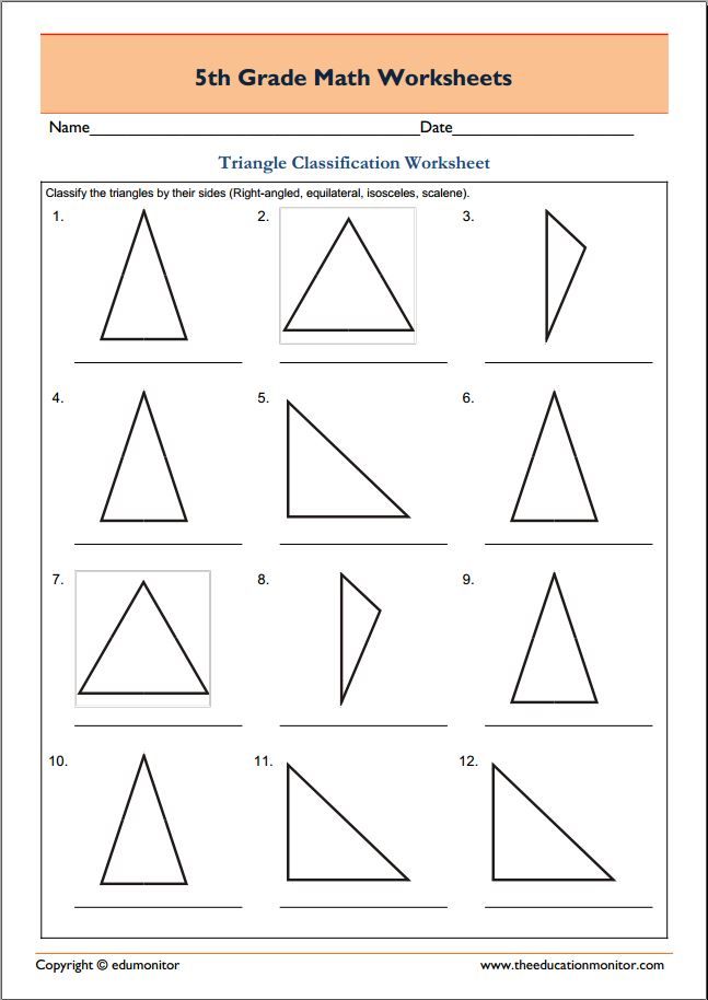 5th Grade Classifying Triangles Worksheet
