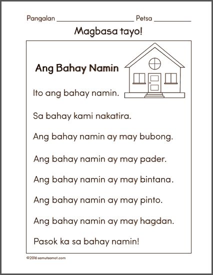 Grade 1 Reading Worksheets Tagalog