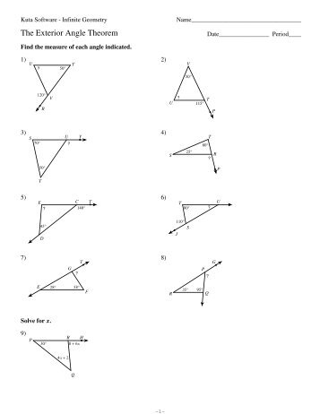 Worksheet Triangle Sum And Exterior Angle Theorem Kuta Software