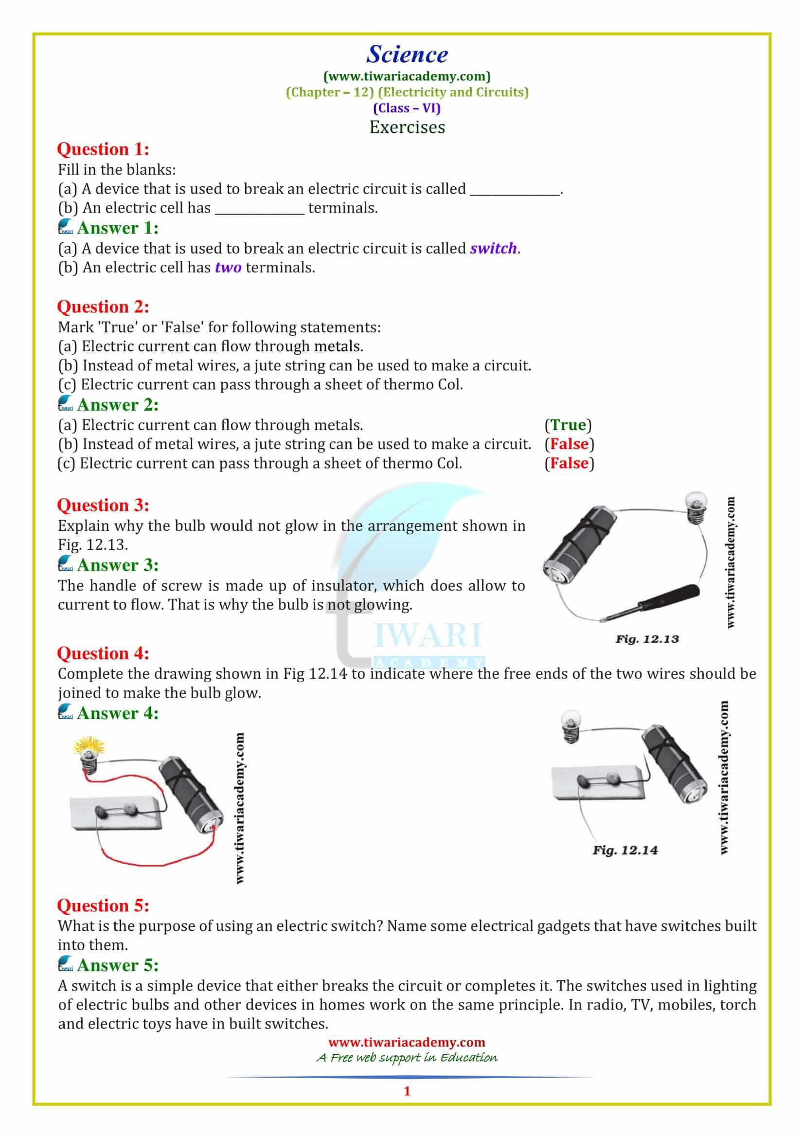 Class 6 Science Chapter 1 Worksheet Pdf