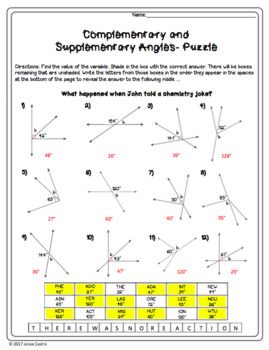 Complementary And Supplementary Angles Worksheet Free