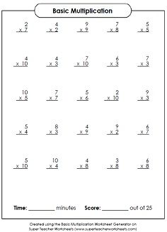 Basic Multiplication Worksheets With Pictures