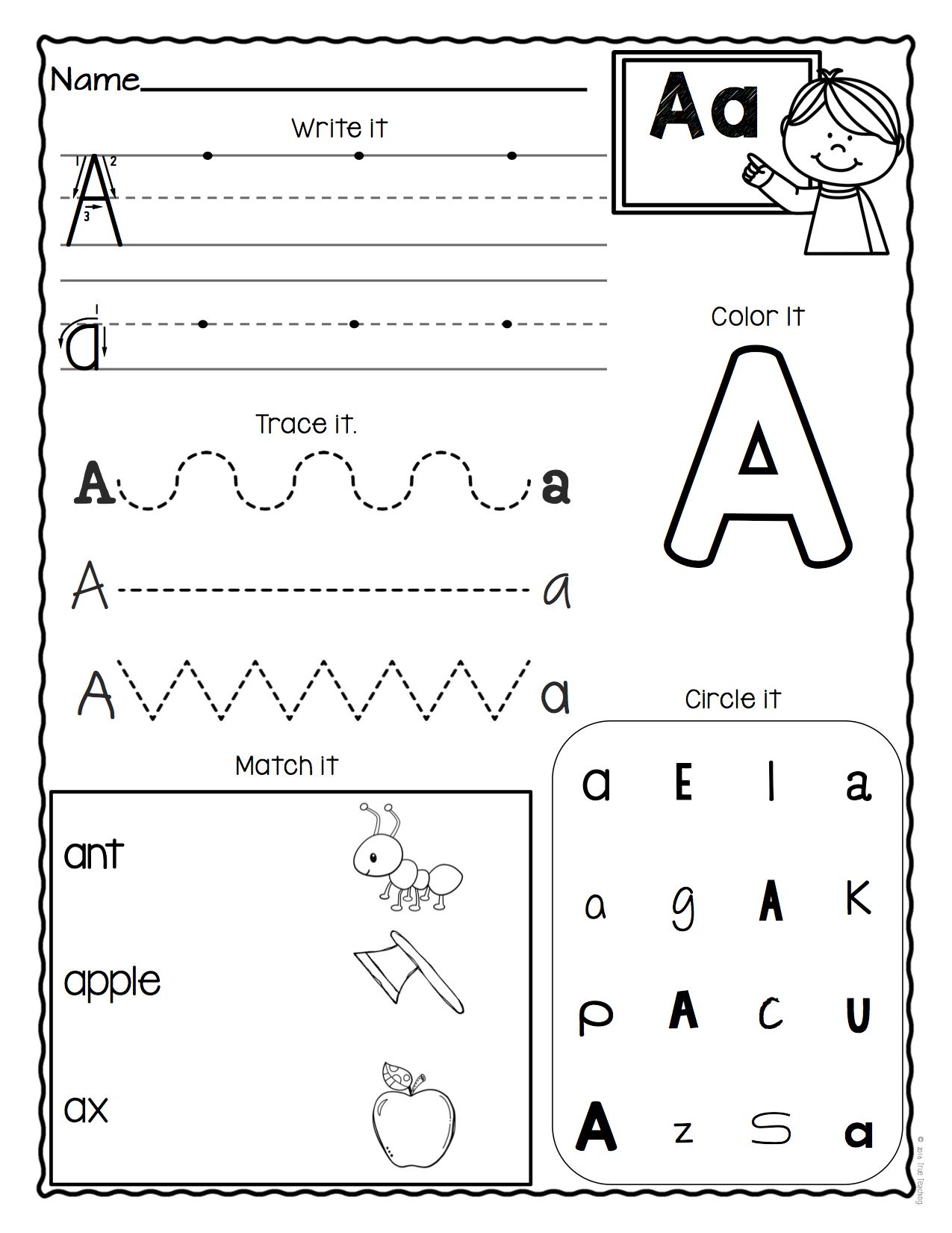 A Worksheets For Preschool