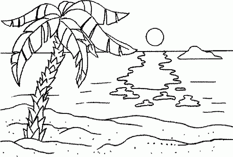 Beach Coloring Pages Easy