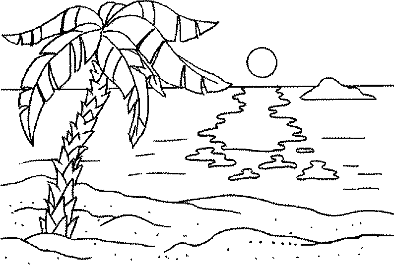 Beach Coloring Pages Simple
