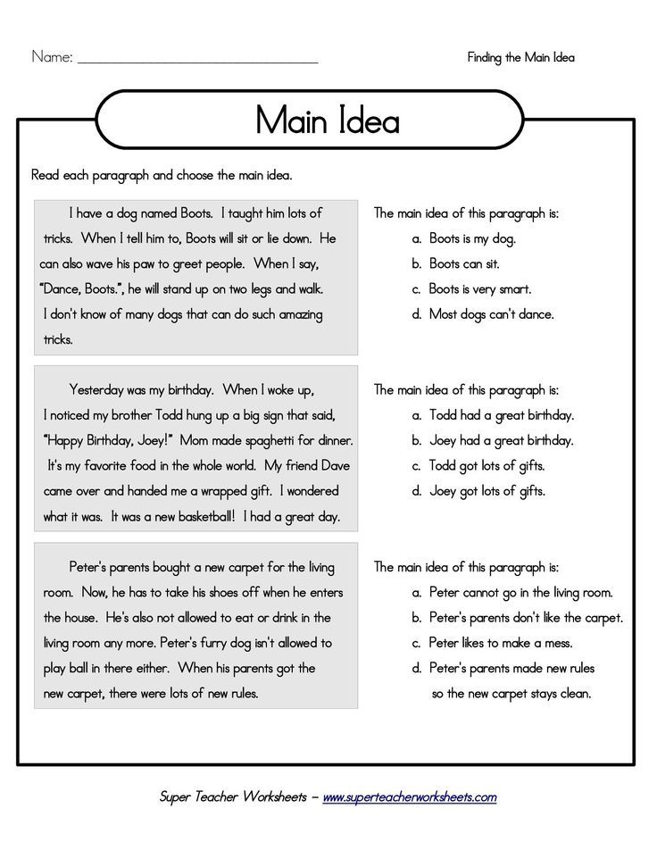 3rd Grade Main Idea Worksheets Pdf