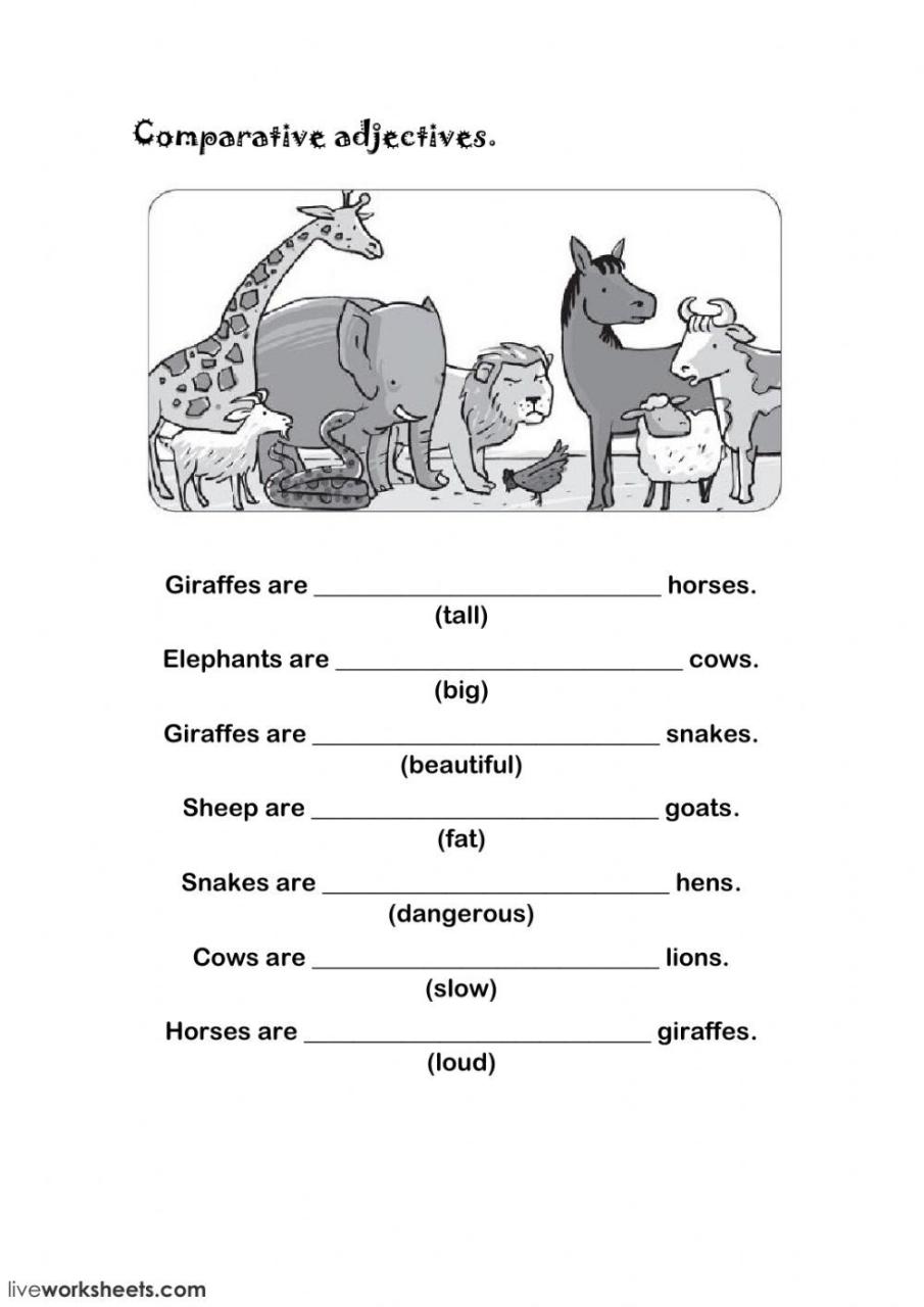 Comparative Adjectives Worksheet For Kids