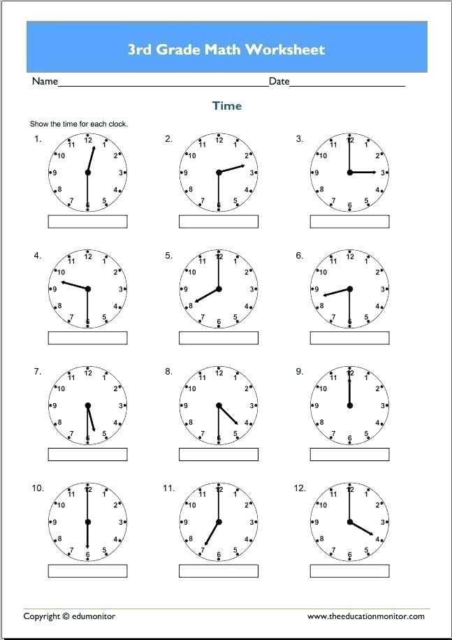 Clock Worksheets 3rd Grade