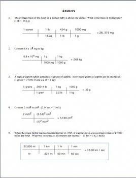 Dimensional Analysis Worksheet With Answers Pdf