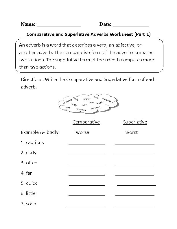 Comparative Worksheet Grade 3