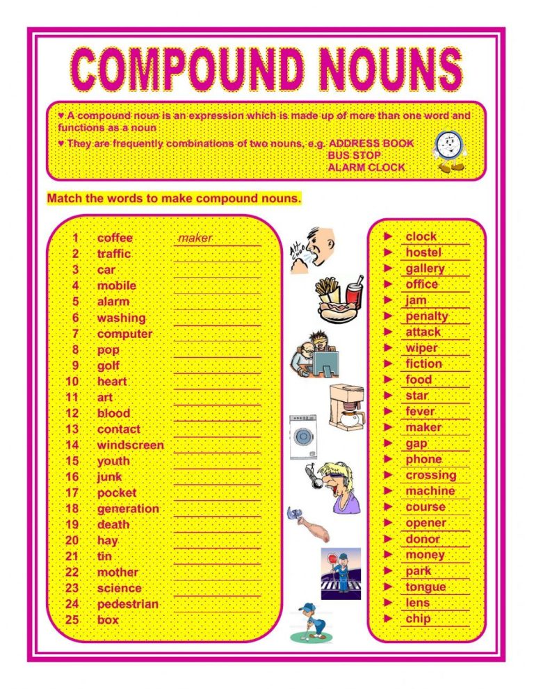 Compound Nouns Worksheet With Answers Pdf