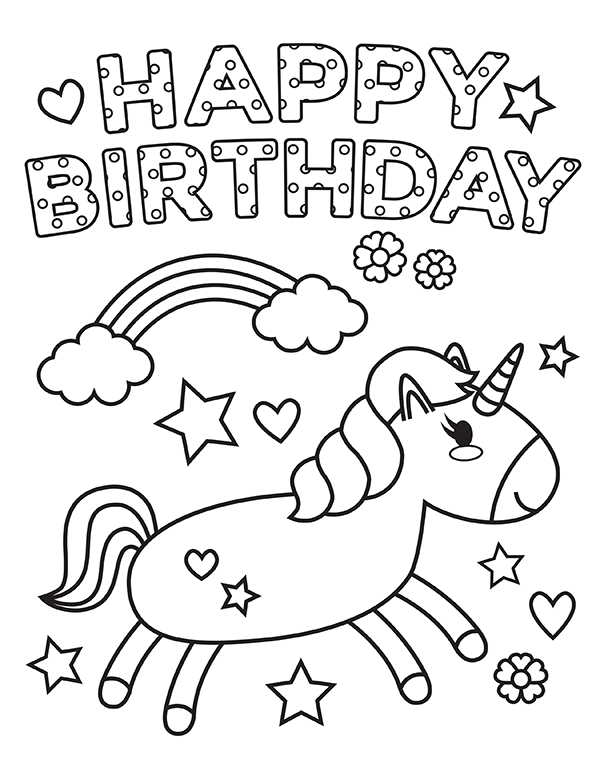 Unicorn Birthday Coloring Pages