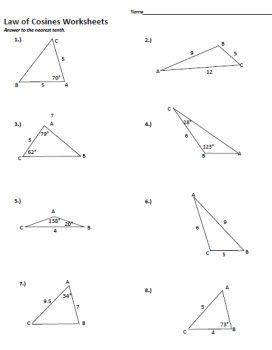 Law Of Cosines Worksheet With Solutions