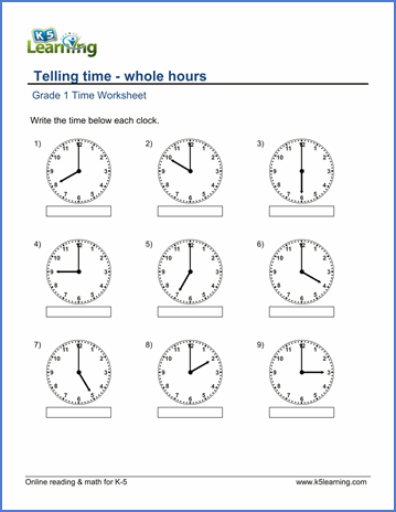 Time Worksheets Grade 1