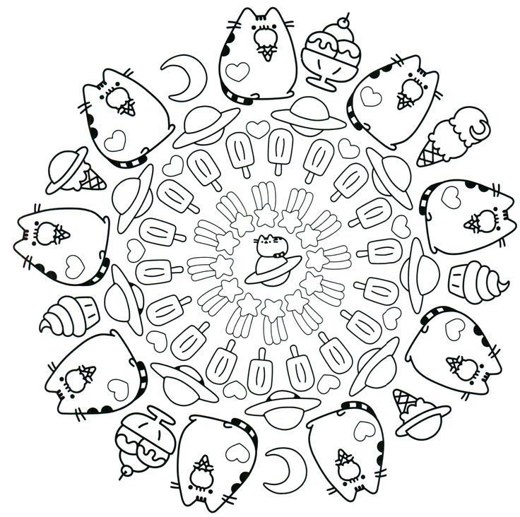 Pusheen Coloring Pages Ice Cream