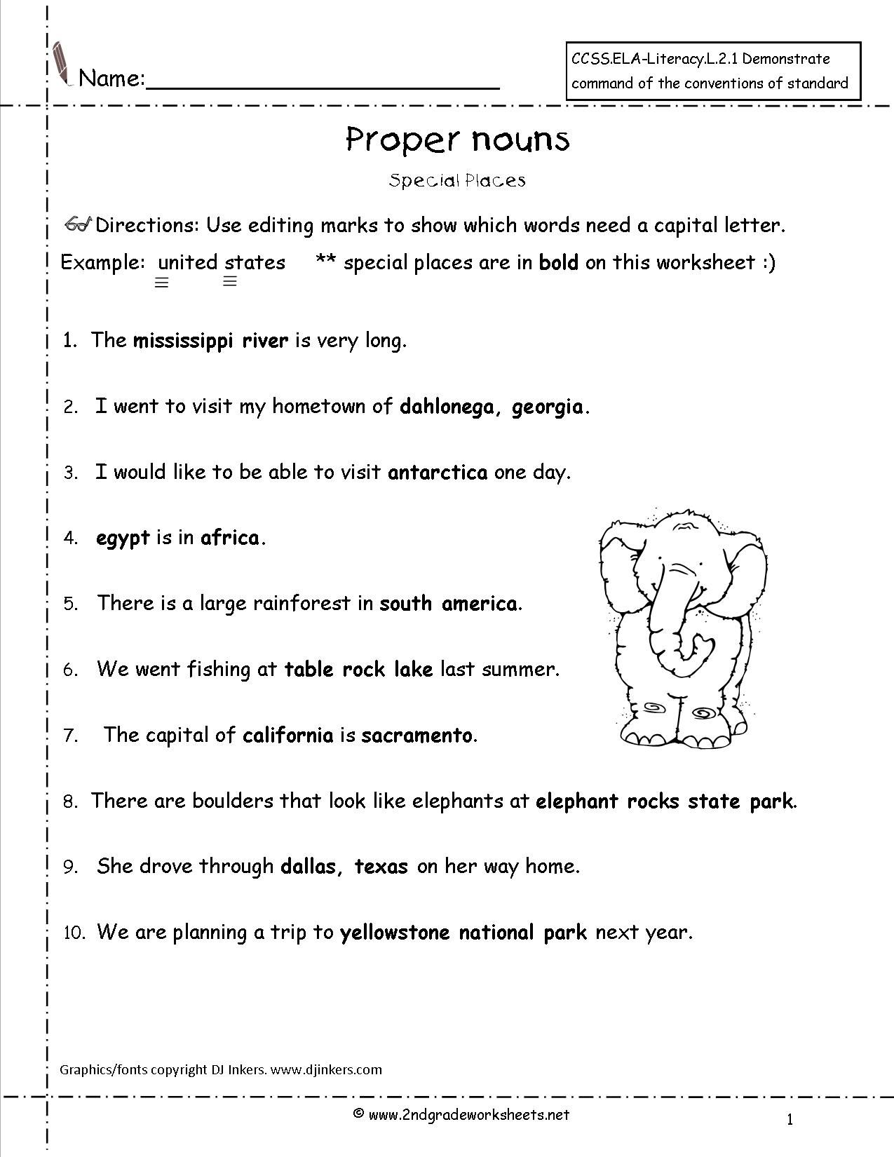 Common And Proper Nouns Worksheets For Grade 4