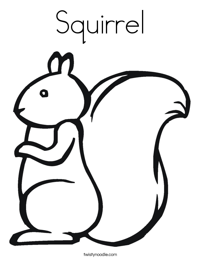Squirrel Coloring Page For Kids
