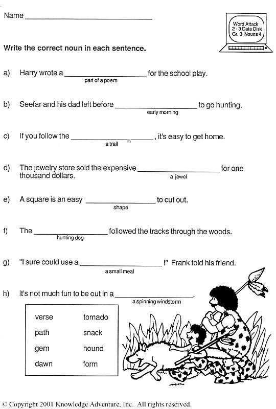 Free English Worksheets For Grade 3
