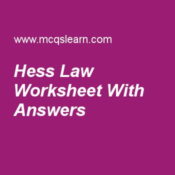 Hess's Law Worksheet