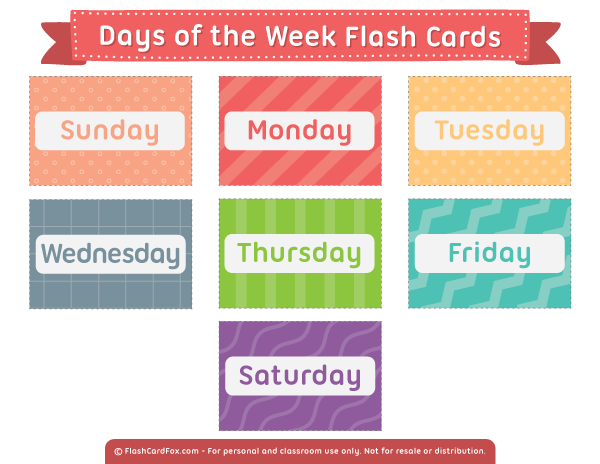 Days Of The Week Printables Flashcards