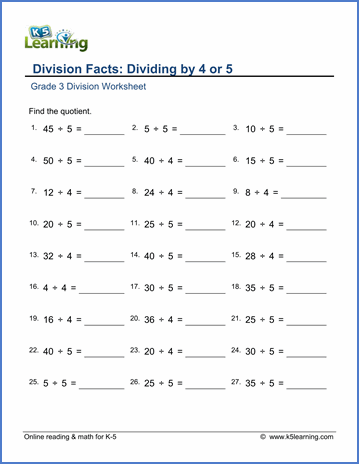 Simple Division Worksheets For Grade 3