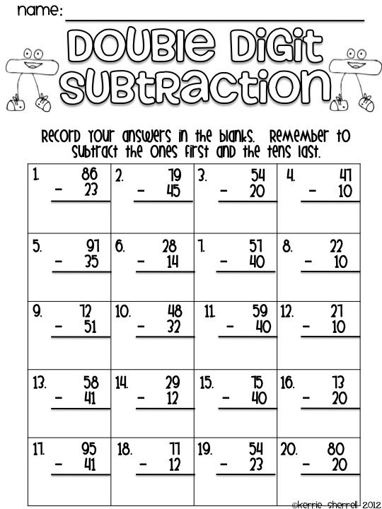 Double Digit Subtraction With Regrouping