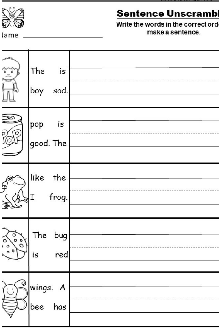 Free Kindergarten Worksheets Writing
