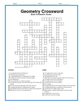 Points Lines And Planes Worksheet Crossword Answers