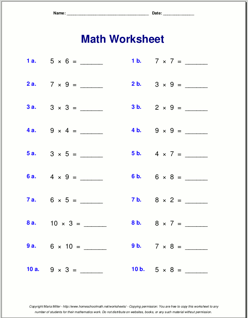 3rd Grade Multiplication Worksheets Grade 3