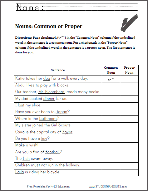 Grade 4 Common And Proper Nouns Worksheet Pdf