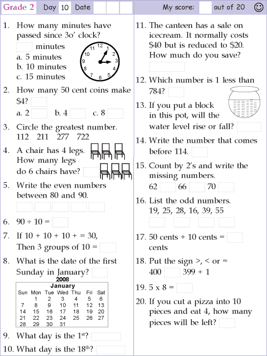 Mental Maths For Class 3 With Answers