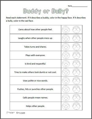 Bullying Worksheets Grade 4